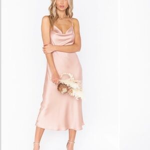 Elegant Pink Satin Slip Dress